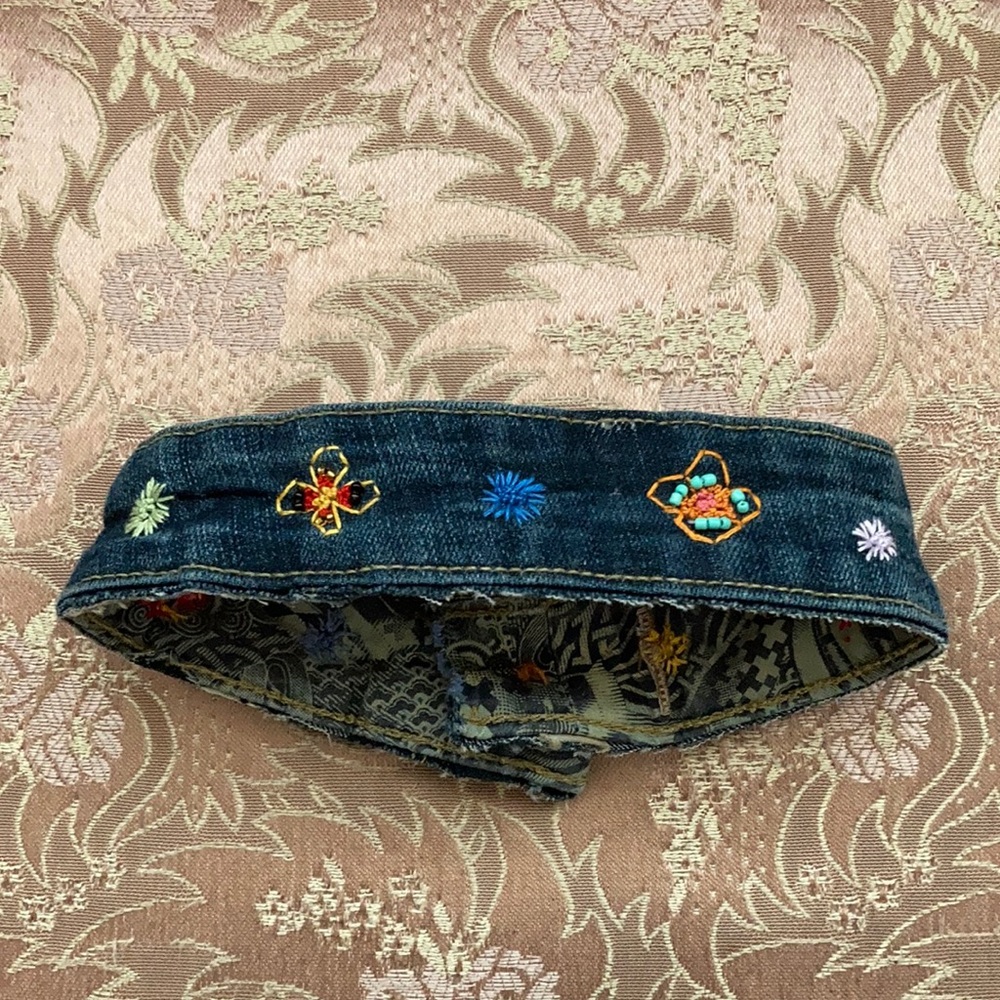 NEW hand sewn Denim upcycle dog collar, 16 inches